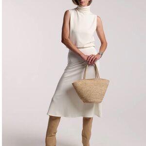 NWOT BLEUSALT SET: A-line skirt and Sleeveless turtleneck, Sz M, Unbleached